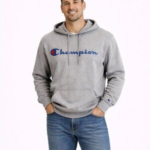 Champion Logo Hoodie Men’s Medium NWT Classic Gray